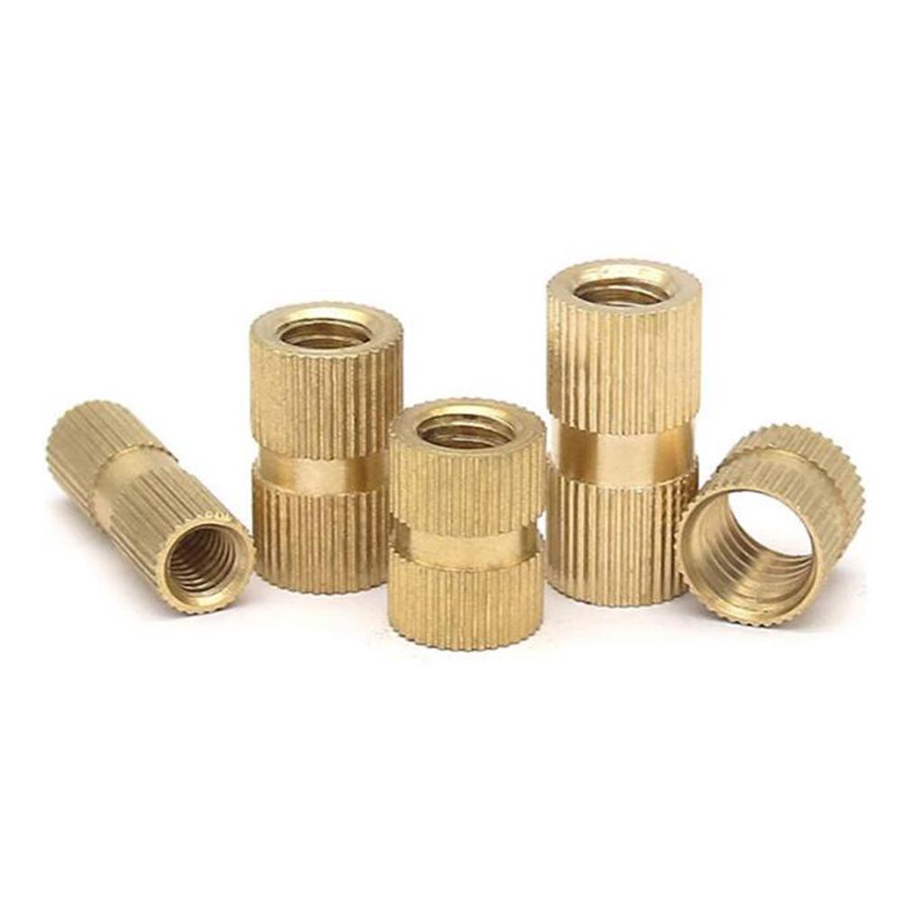 Copper Hot Press Embedded Insert Nut Knurled Body UNC UNF Thread Through Hole Brass Injection Molding Fastener Nuts