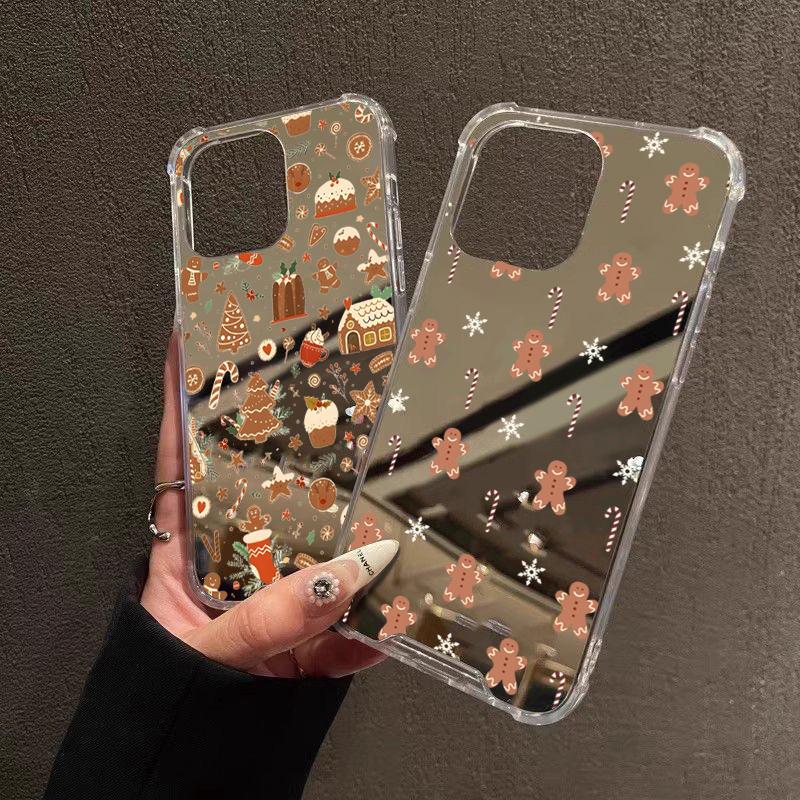 Christmas Biscuit Man Pattern Mirror Acrylic Phone Case For iPhone 17 Pro Max 16 15 14 13 12 11 XS X XR 7 8 Plus Bumper Cover