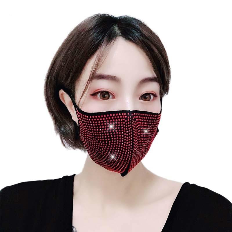 Fashion NEW Acrylic Diamond Decoration Mask Jewlery Woman Veil Shiny Rhinestone Night Club Mask Accessories