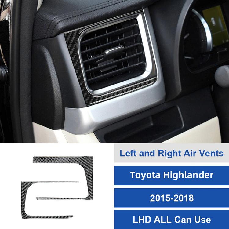 Carbon Fiber Interior Sticker for 2015-2018 Toyota Highlander Center Console Side Air Vent Frame One Size чёрный