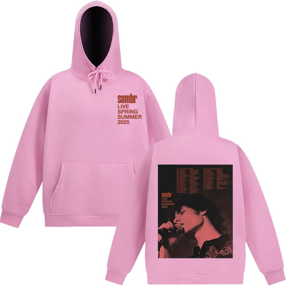 Moletom Sombr Merch LIVE 2025 Tour Masculino Feminino Manga Longa Hip-hop Pulôver Outono Inverno Harajuku Vintage Moletom Presente para Fãs