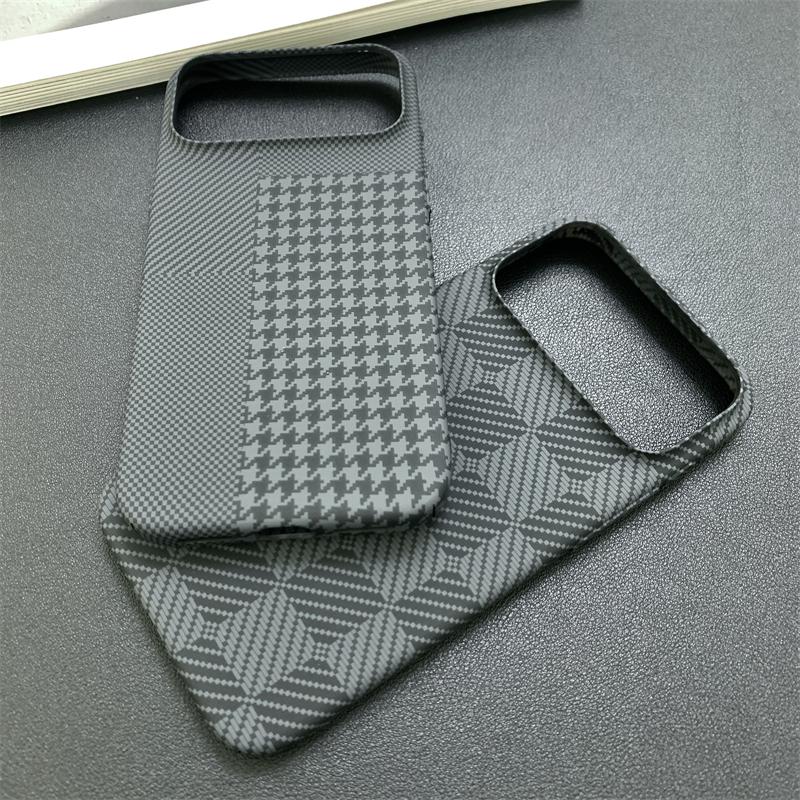 Carbon Fiber Pattern Chessboard Style Phone Case for 17 Pro Max 16 15 14 13 Contrast Clash Color Ultra Thin Bumper Cover