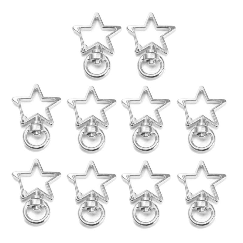 Set of 10 Metal Lobster Claw Clasps Star keyring /Moon Hook Lanyard Clip DIY Supplies Jewelry Making Keychain