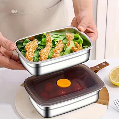 Stainless Steel Camping Lunch Box Sealed Large Capacity Bento Box Leak-proof Refrigerator Freezer Storage Box