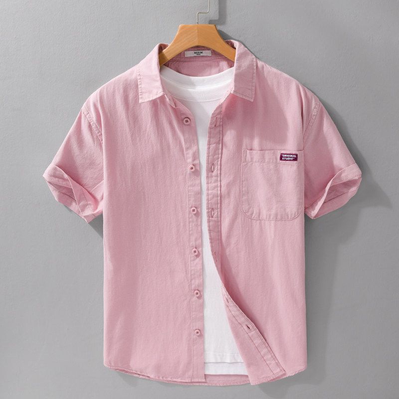 Summer Japan fashion Retro Short sleeve Shirts Men's Clothing 100% Cotton Washed Loose Casual Half Sleeve Shirt Artistic New