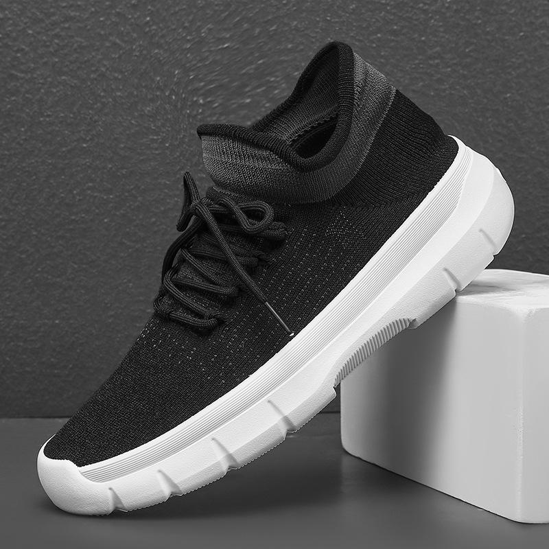 Herenschoenen zomer nieuw vliegweefsel mesh ademende mesh schoenen heren hardlopen dikke zool lichtgewicht casual sportschoenen