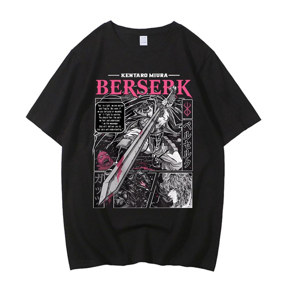 Berserk T-shirt Strip Guts Berserker Armour Horror Anime Cotton High Quality Short Sleeve T Shirt Men