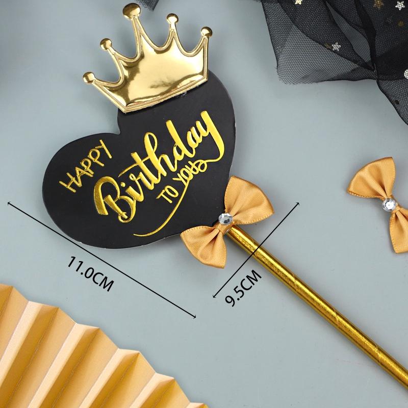 

Royal King Crown Black White Style Happy Birthday Cake Topper for Party Decoration Baking Supplies Love Gifts tools,party