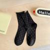 Female Spring and Summer Retro Curled Edge Polka Dots Literature Yuezi Tube Stack Socks