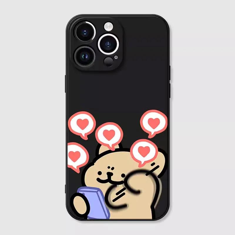 Funny Animal Dog Couple Phone Case for IPhone 16 15 Pro Max 13 12 11 XS MAX X 7 8 14Plus SE2 Shockproof Lovers Cover Fundas Skin