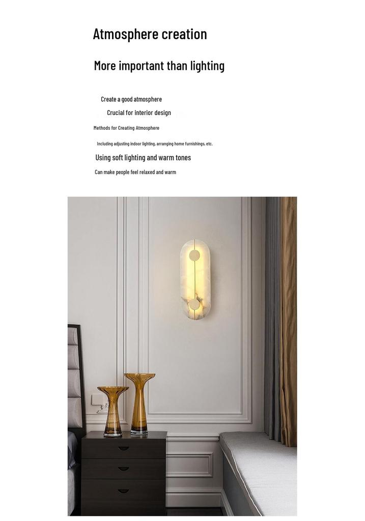 Nordic Luxury Round Natural Marble Wall Lamp for Bedroom and Living Room