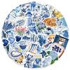 50 Cartoons INS Style Blue Doodle Stickers Decorative Guitar Notebook Suitcase DIY Waterproof