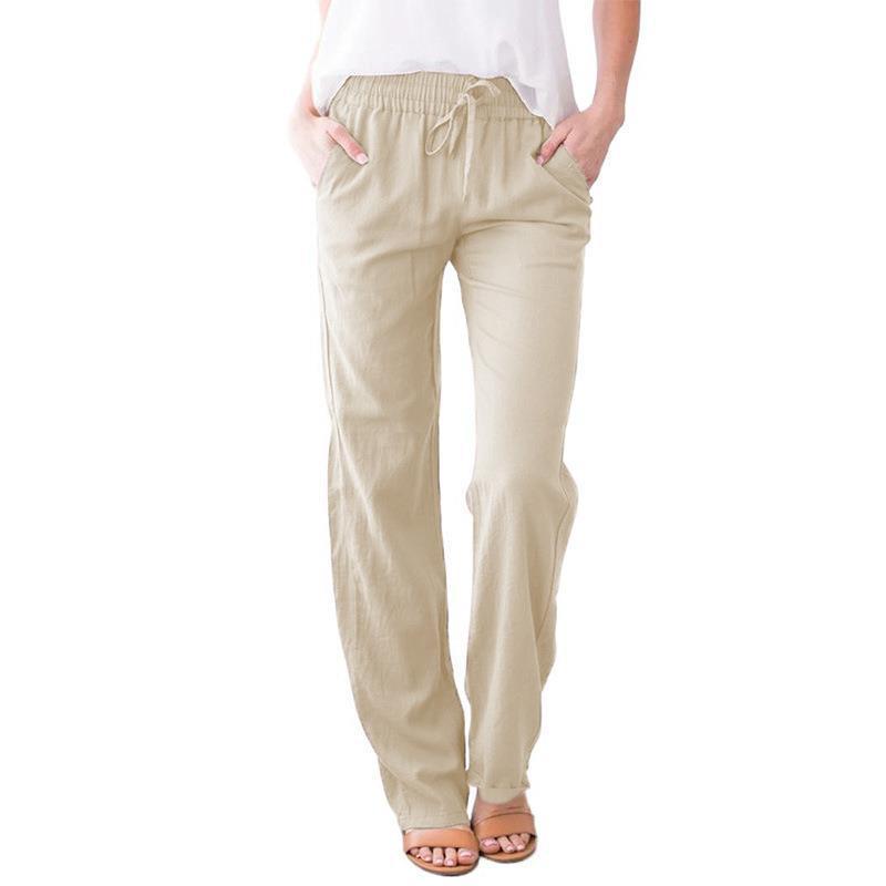 Casual Womens Cotton Linen Drawstring Wide Leg Pants For Summer Comfort