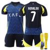 Teens Kids Adults Football Kits Sport Training Jersey Set with Socks 24/25 Al-Nassr Away #7 Ronaldo