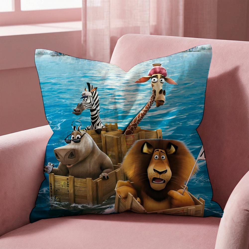 Movie M-MadagascarS Cushion Cover Multi-Scene Pillow Cover for Home & Car - Reversible, Soft & Durable for Daily Use