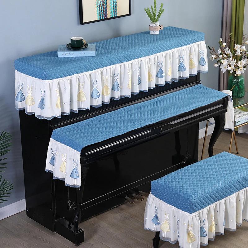 Simple home decoration 1-Piece Set Cartoon Dust Cover Piano Bench Cover or Piano Key Cover Towel Home Simple Decorative Cloth