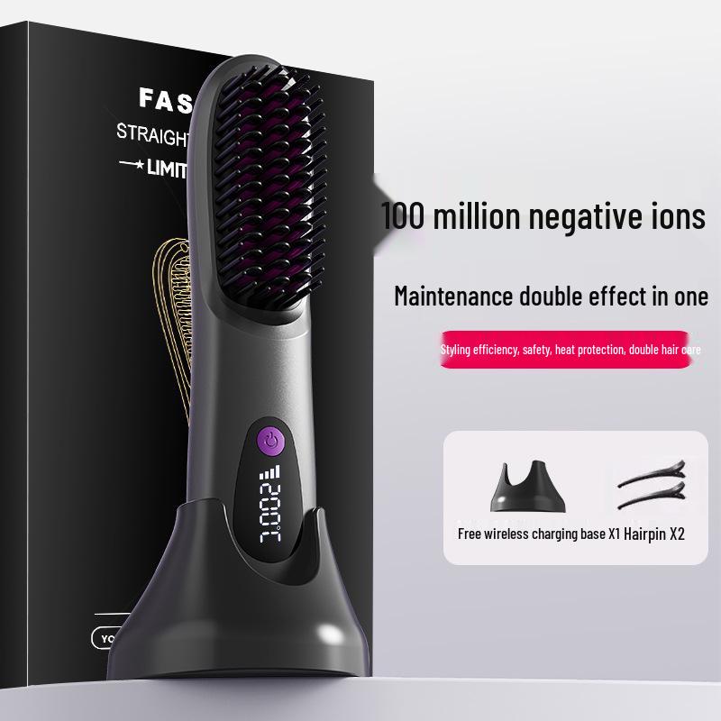 Portable Ionic Hair Straightening Comb розовый