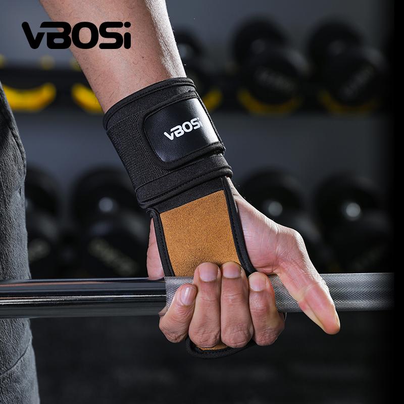 Vbosi 3304 Professional 3-Layer Cowhide Palm Guards for Sports CrossFit Weightlifting Gym Cycling Breathable Adjustable Wrist