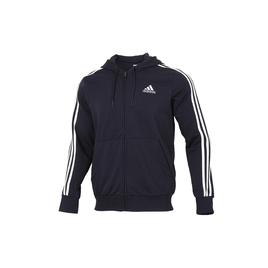 adidas M 3S FT FZ HD Knit Hooded Jacket Blue Men s GK9033 XXL