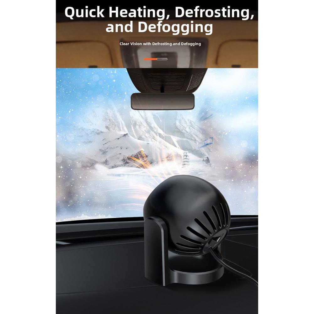 Compact Car Heater 12V 120W with 360 Degree Rotating Defogger for Windshield Provides Quick Heating and Airflow Adjustment