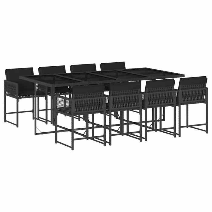 VidaXL Ensemble à Manger de Jardin avec Coussins 9 pcs, Table et Chaises à Dossier Rabattable, Meubles d'Extérieur Patio 3211459