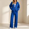 Women's Casual Two Piece Outfit with Zipper Cardigan and Long Pants for Fall Winter