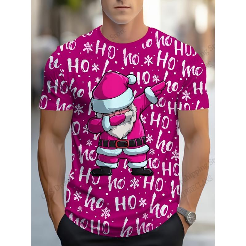 Fashion Mens Womens Christmas 3D Santa Claus Short Sleeve T-shirt Snowflake Xmas Party Tops Tees Men Clothing Men Women Tops New