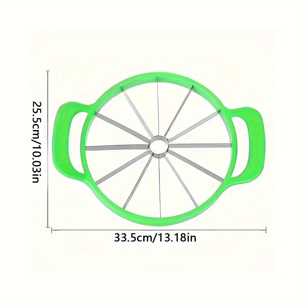Stainless Steel Watermelon Slicer, Easy-to-Use Manual Fruit Slicer with Green Handle for Home Kitchens & Restaurants