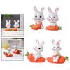 2 Carrot Bunny Figurines, Rabbit Decoration, Animal Figures, Miniature Couples Statues for