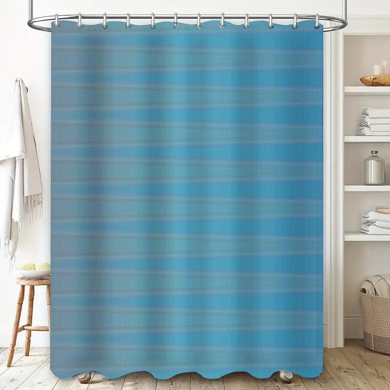 Blue Striped Shower Curtain Waterproof Bath Decoration For Bathroom Accessories In Home Kitchen.