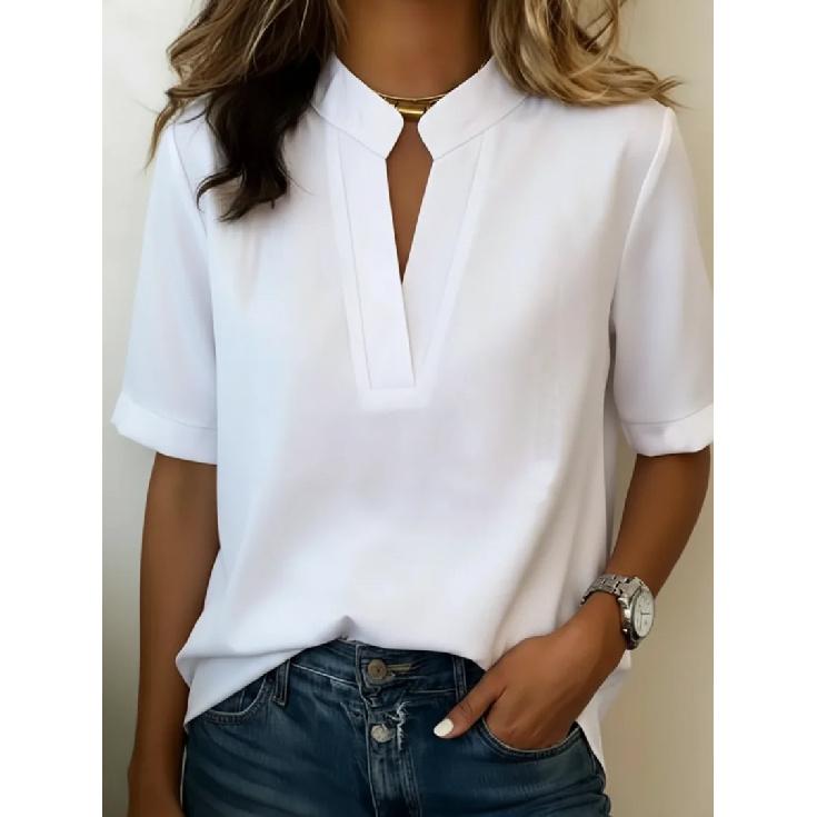 2026 Zomer Nieuw Effen Kleur Casual Pullover Korte Mouw Dames Losse Grote Maat Top
