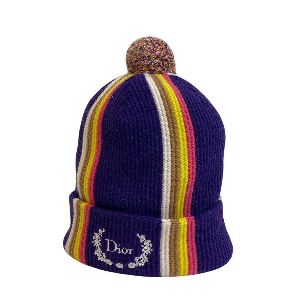 Christian Dior Knit hat, knit cap, logo wool Other hats purple wool Women Used
