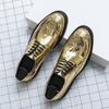 New In Gold Brogue Shoes for Men Wedding Lace-up Spring Autumn Size 38-46 Handmade Men Shoes  Men Dress Shoes