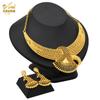 Two-Piece 24K Gold-Plated Alloy Dubai Bride Necklace Earrings Set Indian-Saudi Arabian Women's Wedding Gift for Party Occasions