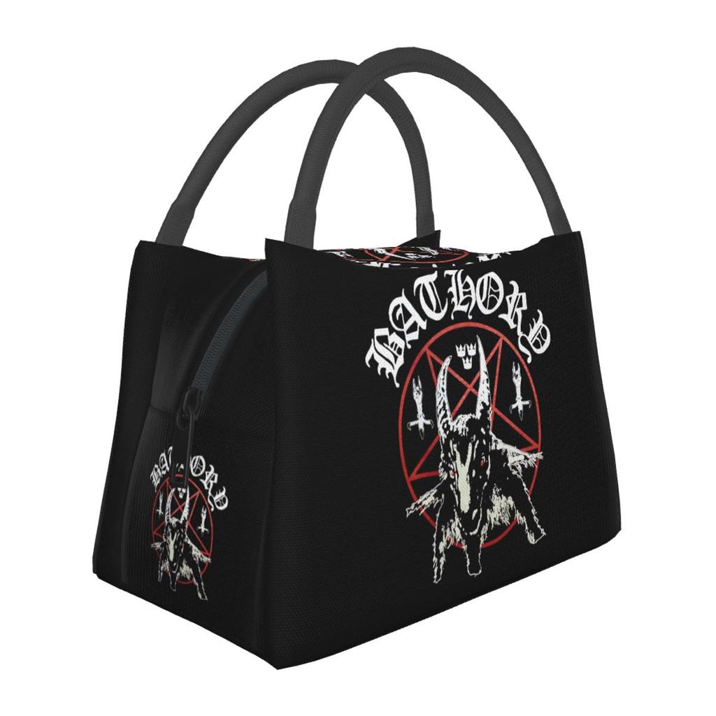 Bathory Logo Insulated Lunch Bag for Women Bento Storage Food Boxes Portable Container Cooler Thermal Lunch Box Tote