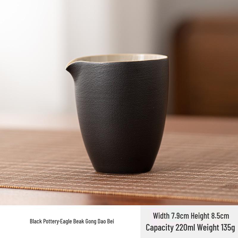Elegant Black Ceramic Gong Dao Bei Tea Dispenser with Eagle Beak Design for Gongfu Tea Sets