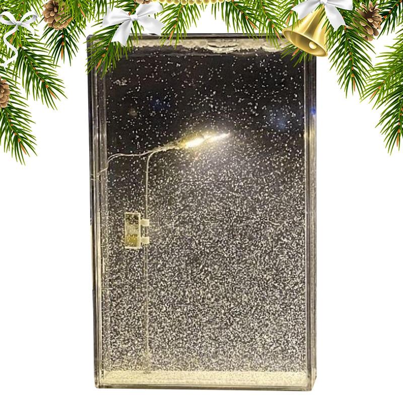 Snowy Night Flowing Small Night Light Snow Scene Street Light Snow Simulation Handmade Diy Material Package Desktop Decor Gift for Friends