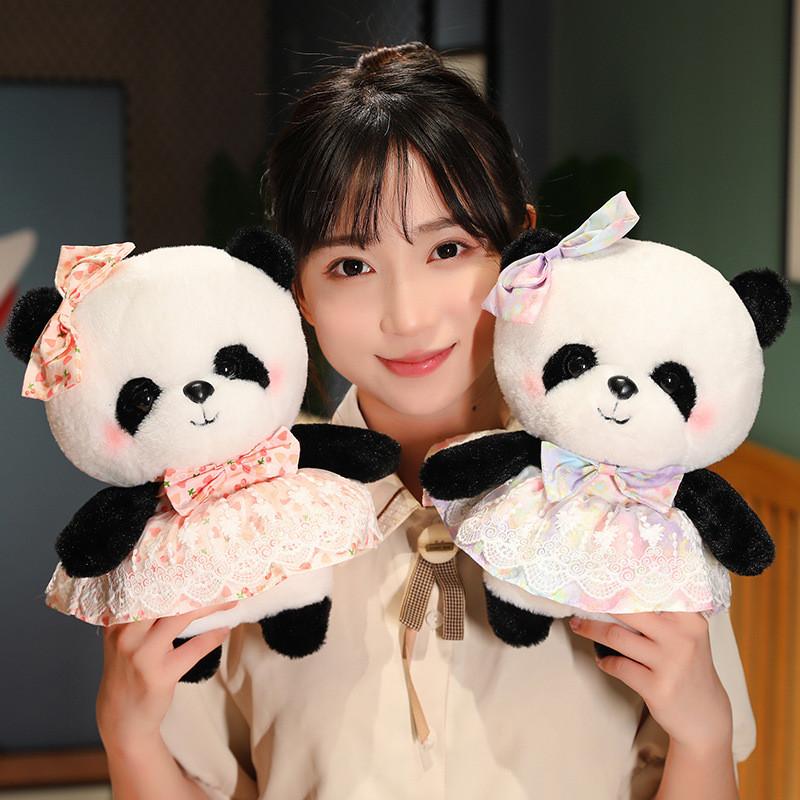 Sweet Cute Lolita Dress Panda Plush Toys Cartoon Girls Birthday Gifts Dolls
