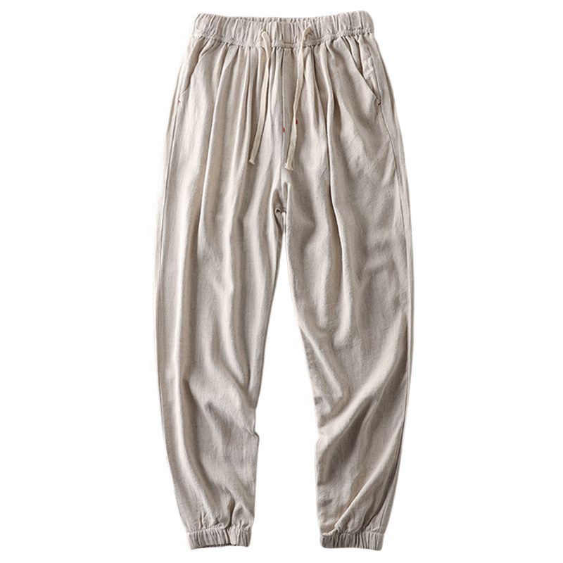 Export Original Tail Order Cut Label Linen Pants Men's Summer Thin Loose Tappered Draped Pants Export Men's Casual Pants