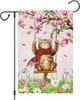 Heyfibro Spring Cute Cat Welcome Garden Ag 12x18 Inch Double Sided Burlap Buttery Oral Yard Ag for Seasonal Holiday  GGO