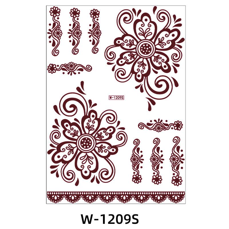 Indian Lace Tattoo Sticker Reddish-Brown Waterproof Tattoo Sticker
