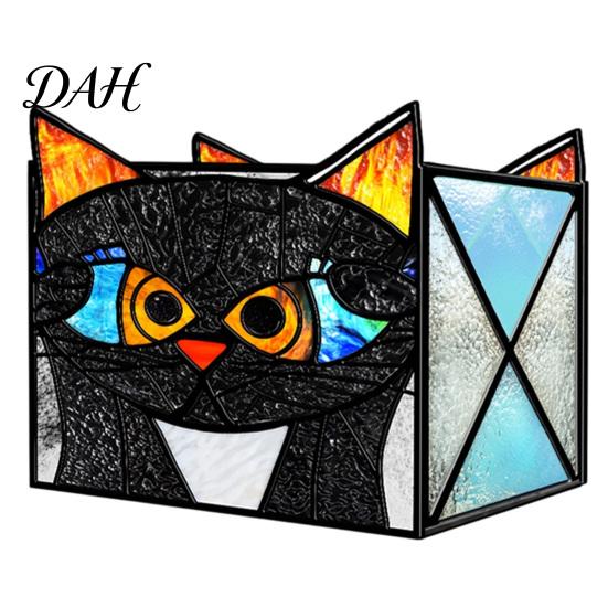 Desktop Pen Holder Stained Glass Style Holder, Unique Acrylic Organizer, 3D Plant Pot Embossed Relief Pattern Planter for Succulents And Office