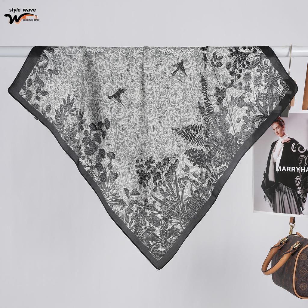 Versatile All-Season Printed Satin Square Scarf for Women - Imitation Silk Fashion Accessory