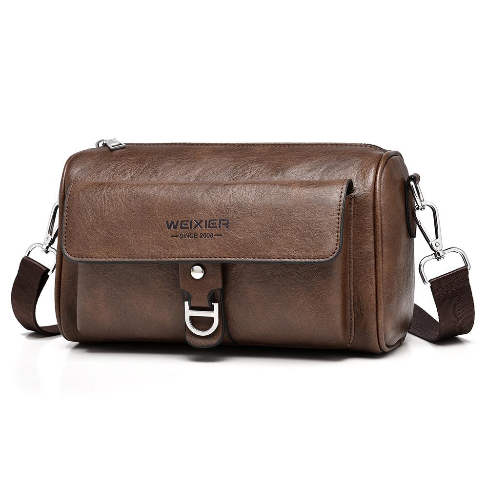 WEIXIER Men's Leather Crossbody Shoulder Bag Classic Waterproof Briefcase Messenger Satchel Travel Bag
