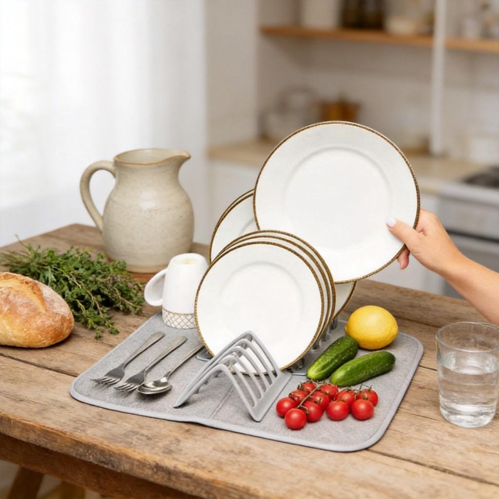 Modern Minimalist Nylon Draining Bowl Rack For Kitchen Countertop Storage And Organization