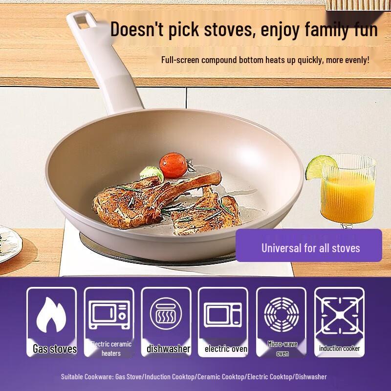 TIBORANG Luminous Zircon White Frying Pan