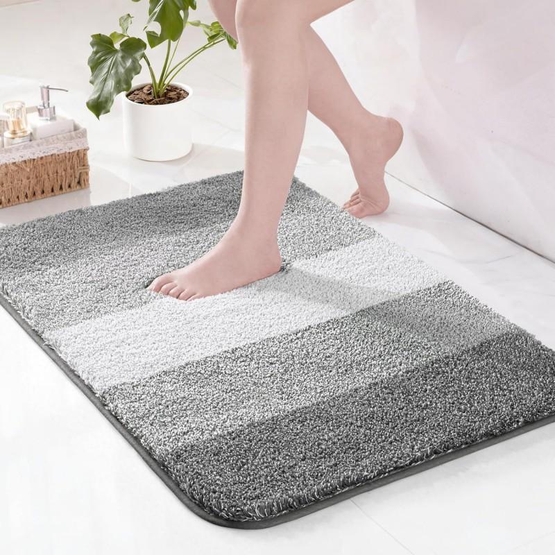 Thick Plush Bath Mat Bathroom Doorway Absorbent Non-Slip Washable Floor Rug In Modern Minimalist Style