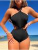 Sexy One Piece Swimsuit 2025 Women Black White Hollow Out Backless Beach Bodysuit Brazilian Bathing Suit Tummy Control Beachwear