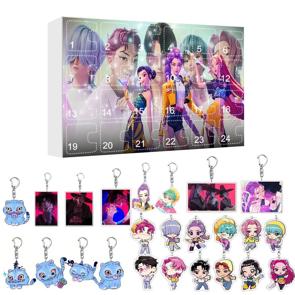 Kpop Dämonenjäger Rumi Mira Zoey Figur Saja Boys Weihnachts-Countdown-Kalender Trendiger Blind Box Schlüsselanhänger Acrylanhänger Geschenk