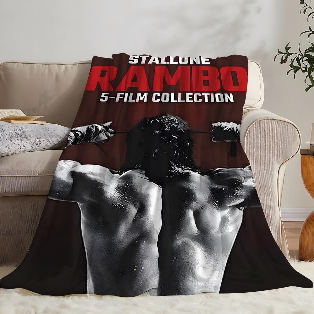 Movie Rambo Throw Flannel Throw Blanket: Soft Kid-Friendly Warm Anti-Static All Season Washable Couch Bed Home